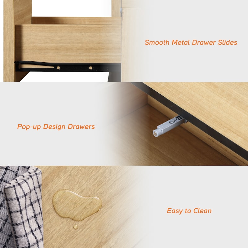 WAMPAT Modern Sideboard Buffet Cabinet with 9 Drawers, Multifunctional Sideboard with Large Storage and T-Shaped Legs