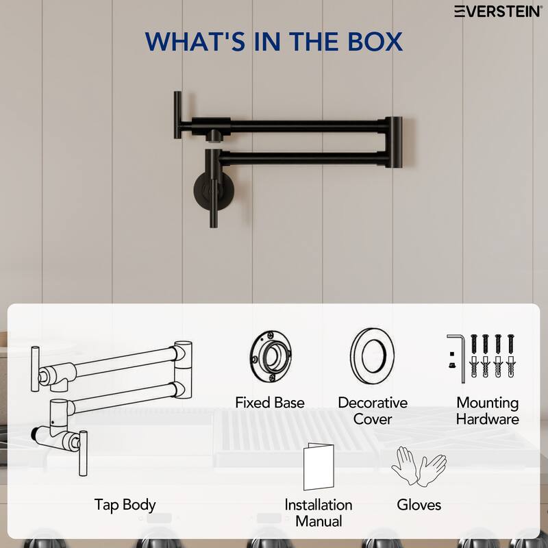 Contemporary Wall Mount Pot Filler Kitchen Faucet