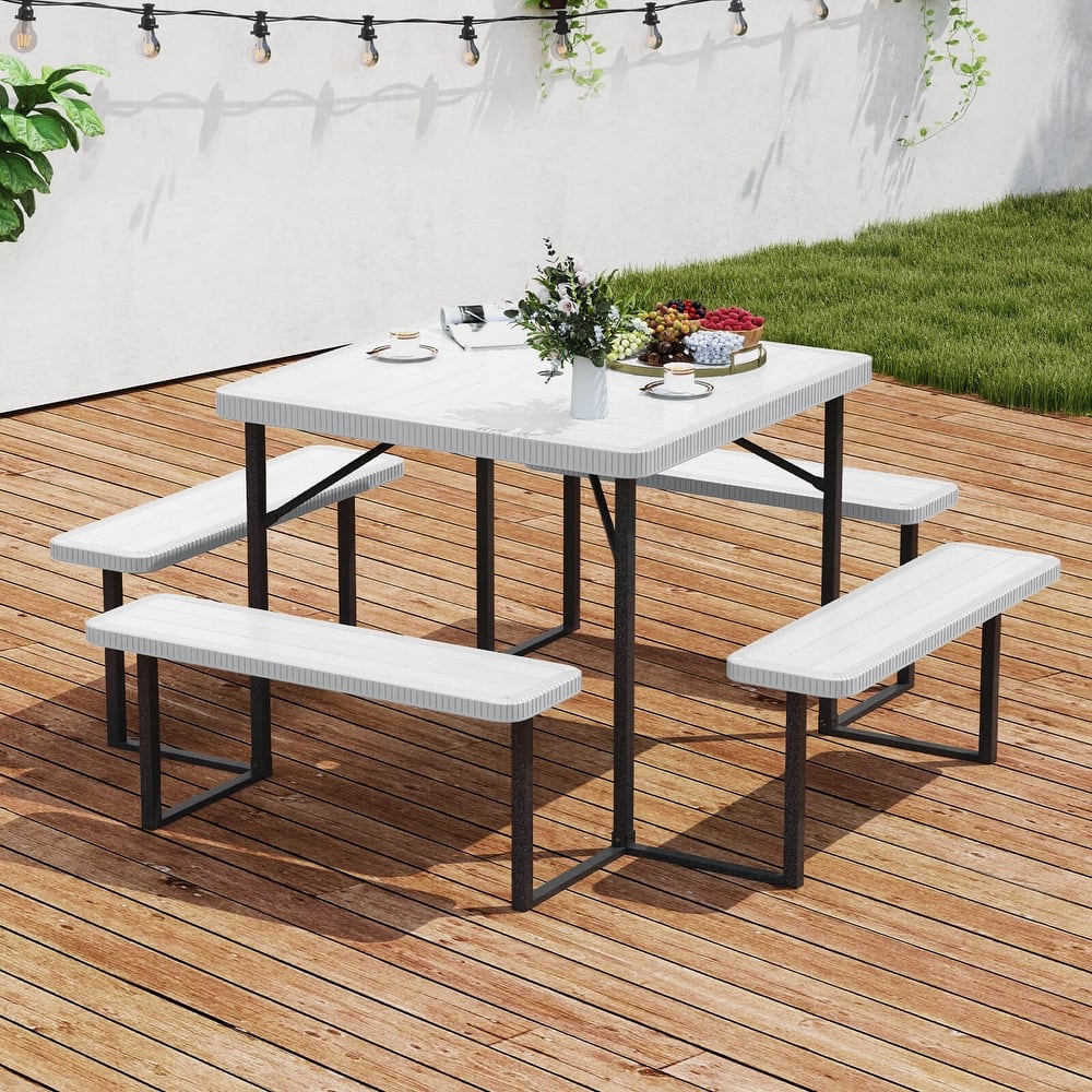 Costway Picnic Table Bench Set for 4-8 People with Umbrella Hole - See Details
