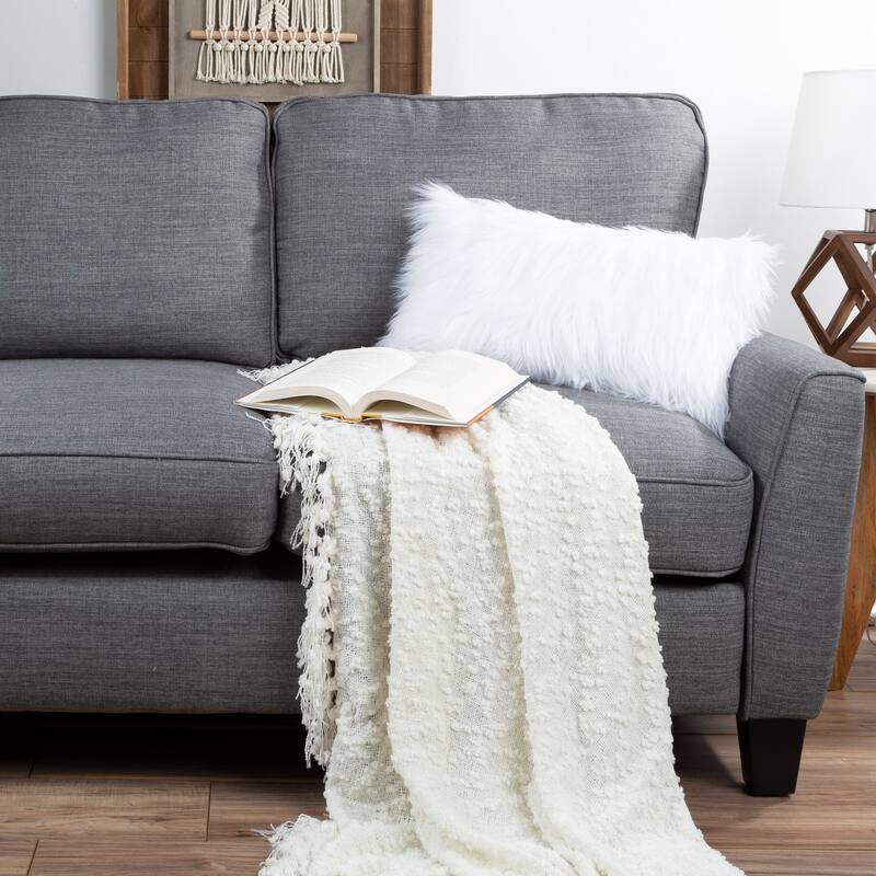 12x20 inch Plush Lumbar Pillow - Luxury Accent Pillow Insert and Shag Glam Cover Set by Hastings Home