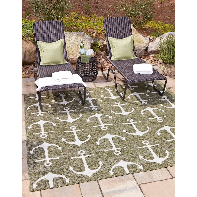 Outdoor Trisha Collection Area Rug - Green - 13' Square