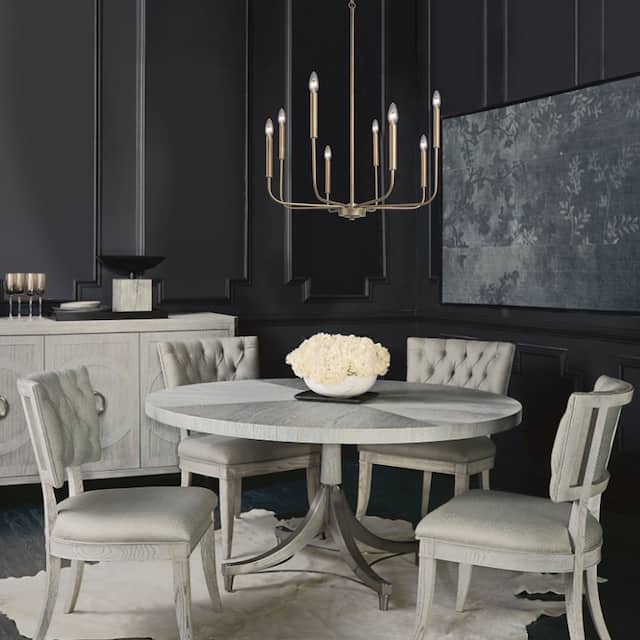Modern Glam Gold 8-Light Mid-Century Metal Chandelier for Dining Room - Antiqued champagne