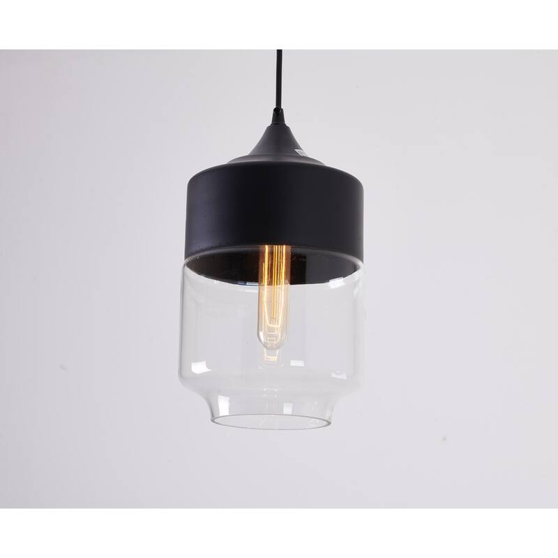 1-Light Matte Black Pendant With A Clear Glass Shade