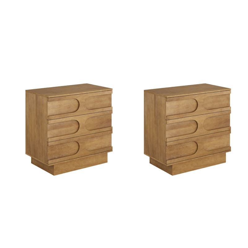 Iris 3 Drawer Dresser, Mid-Century Modern Solid Wood Dresser for Bedroom