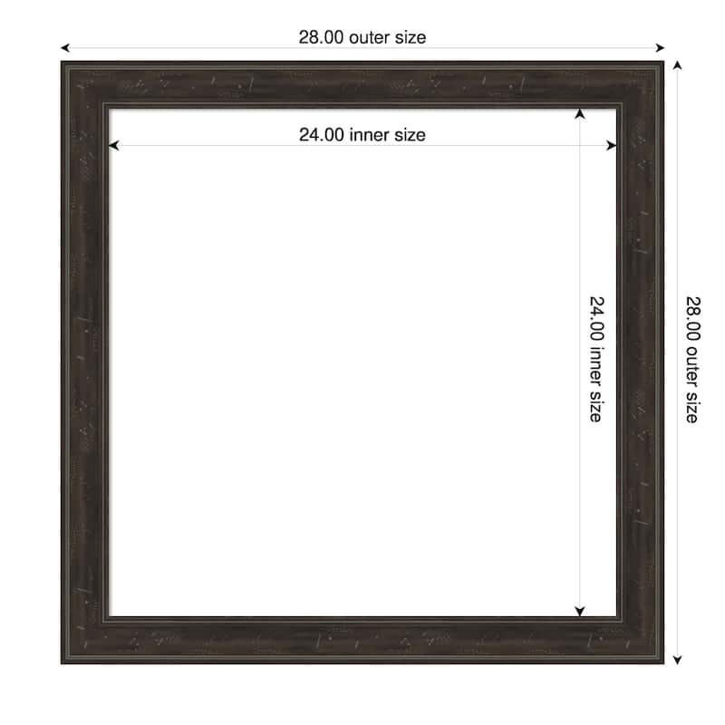 Amanti Art Shipwreck Black Narrow Framed Dry Erase Magnetic Board - 28 x 28 in - Shipwreck Greywash Narrow
