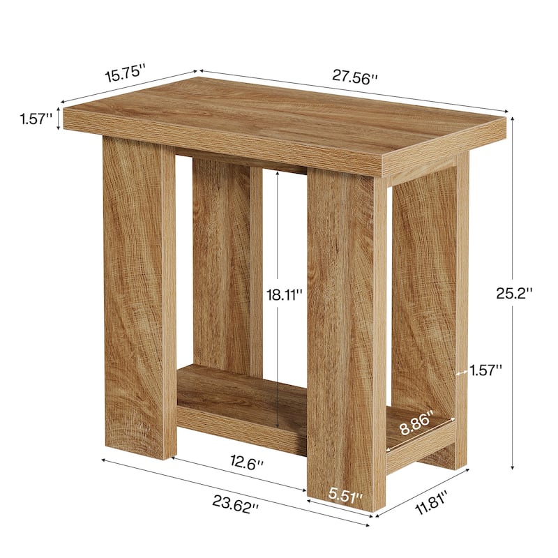 25.59'' Tall End Table with Open Shelf for Narrow Space
