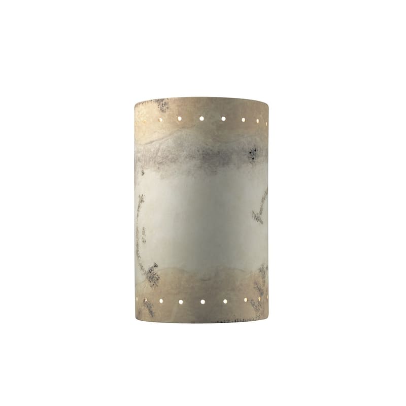 Justice Design Ambiance ADA Greco Travertine Large Cylinder Wall Sconce