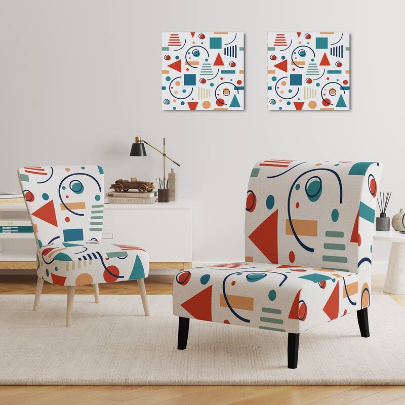 Designart "Multicolor Trendy Geometric " Upholstered Patterned Accent Chair and Arm Chair