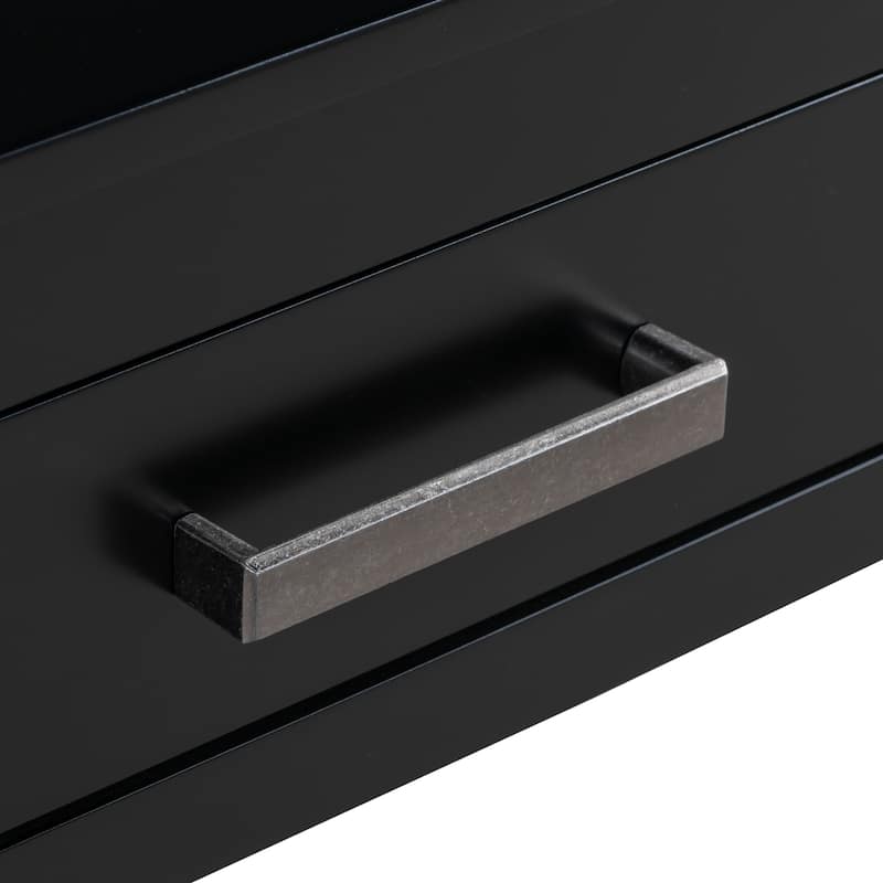 62.2'' Entryway Table, Minimalist Sofa Table with 3 Drawers, Painted Console Table with Bottom Shelf and Iron Handles