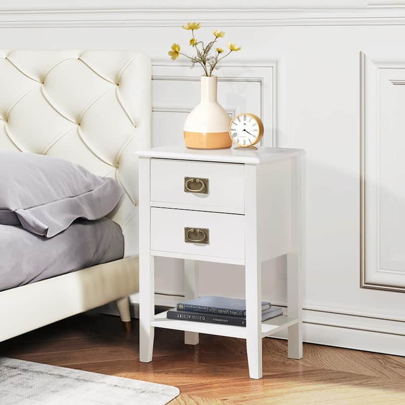 VECELO Modern Nightstands with 2-Drawers and Storage Shelf (Set of 2)
