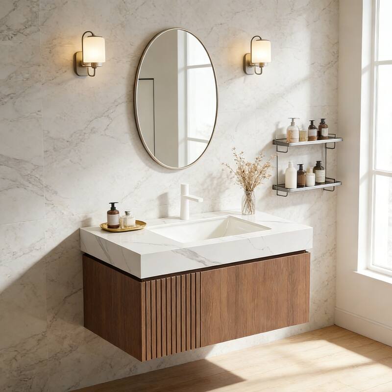 Floating Storage Bathroom Vanity with 1 Pre-drilled Faucet Hole