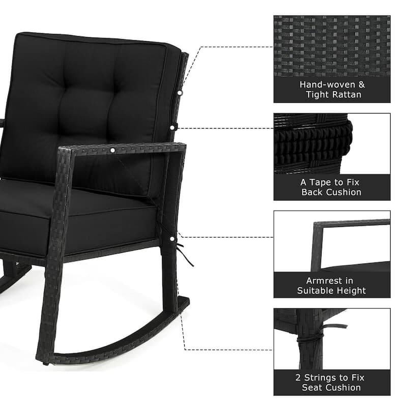 Gymax Outdoor Wicker Rocking Chair Patio Lawn Rattan Single Chair - See Details