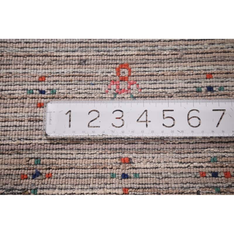 Striped Gabbeh Indian Area Rug Handmade Wool Carpet - 9'0"x 11'8"