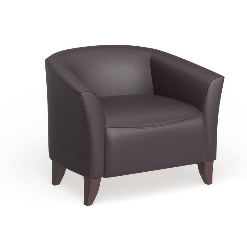 LeatherSoft Chair with Wood Feet - 33.5"W x 31"D x 29"H - Bugundy Faux Leather