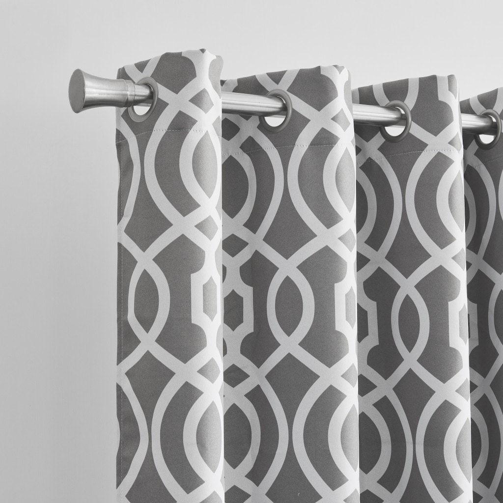 HomeRoots 84" Gray Trellis Black Out Window Curtain Panel - 84" x 54"