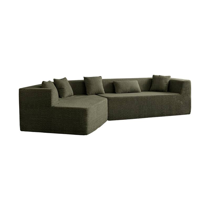 127.5'' Modern Minimalist Sectional Couch With Deep Seat,No Assembly