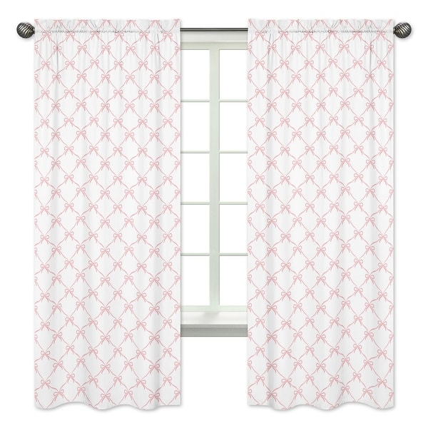 slide 2 of 5, Sweet Jojo Designs Pink Bows Girl 84in Window Treatment Curtain Panel Drapes Pair - for Ballerina Ballet Princess Collection