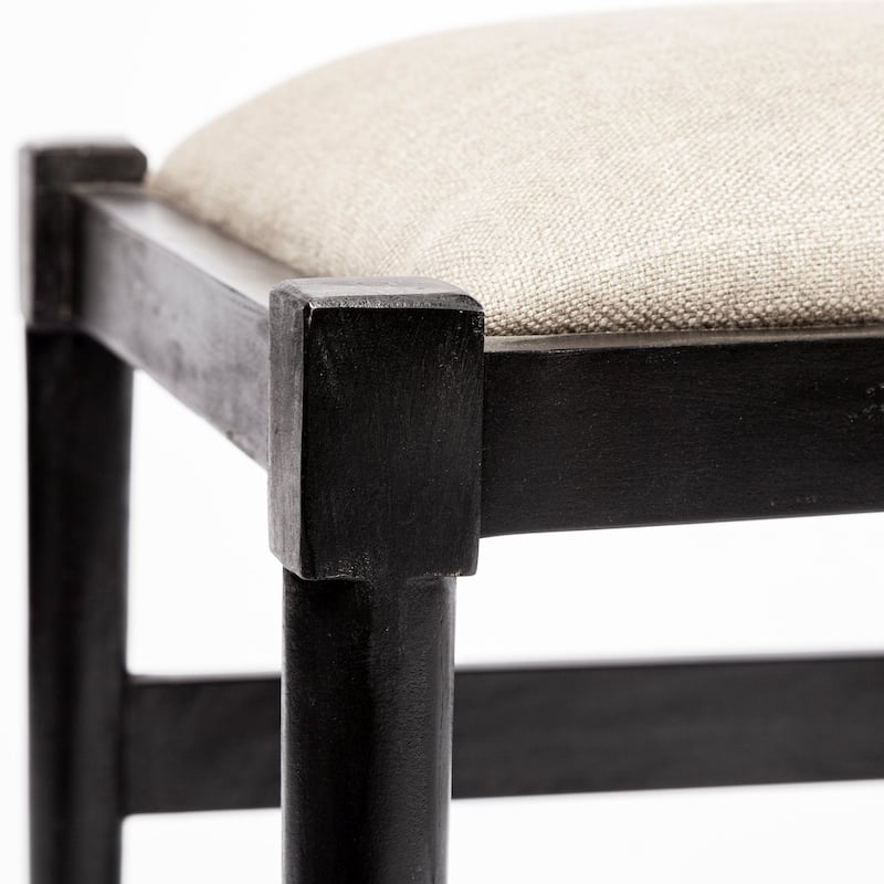 Trixie Beige Fabric Seat With Black Solid Wood Frame Dining Chair - 20"W x 22.5"D x 31"H