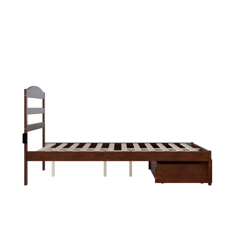 AFI Warren Platform Bed with Foot Drawer and Charging Station