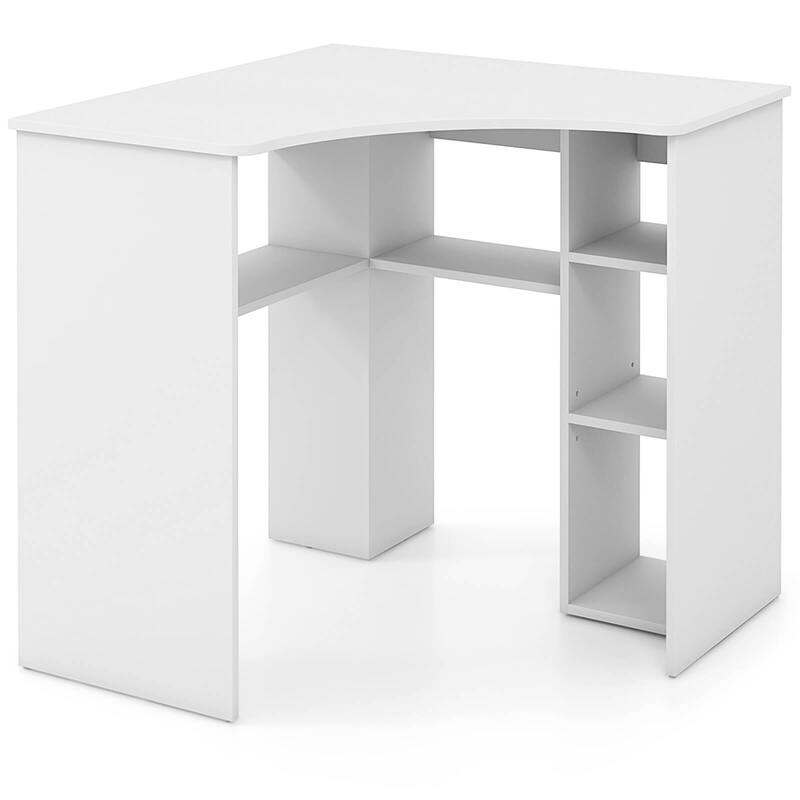 Costway L-Shaped Computer Desk with Storage Shelves Adjustable Shelf
