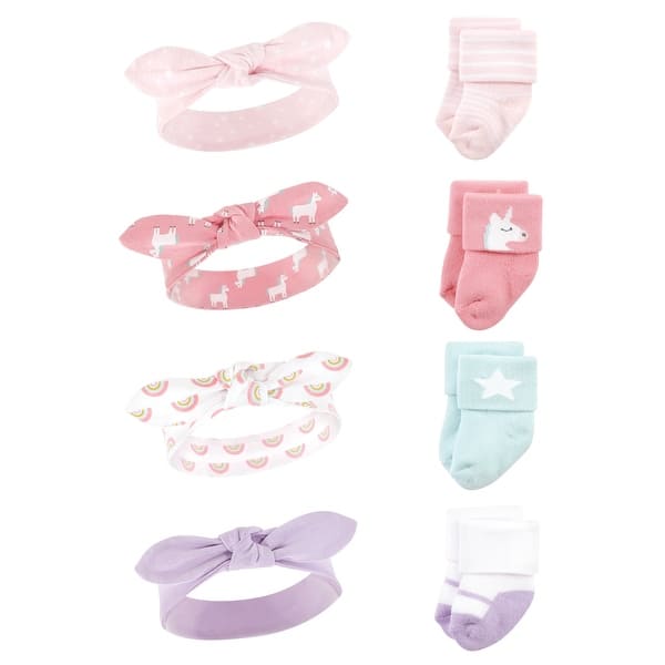slide 1 of 1, Hudson Baby Infant Girls Headband and Socks Set, Unicorn, 0-9 Months - Unicorn Unicorn - 0-9 Months