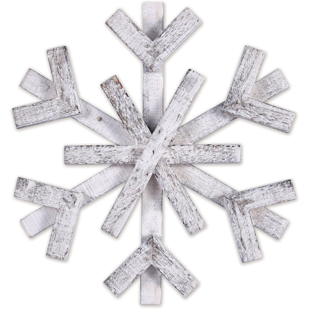 White Wood Snowflake 10" -Set of 2