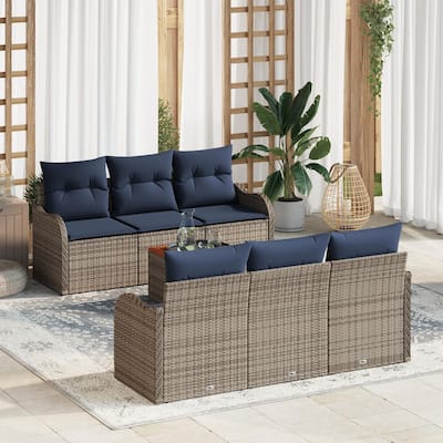 vidaXL 7 Piece Garden Sofa Set with Cushions - 69.3×24.4×27.2