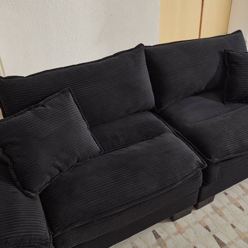 Corduroy Couch Loveseat Sofa with Pillows,Comfy Upholstered Deep Seat Sofa for Bedroom,Living Room,Office