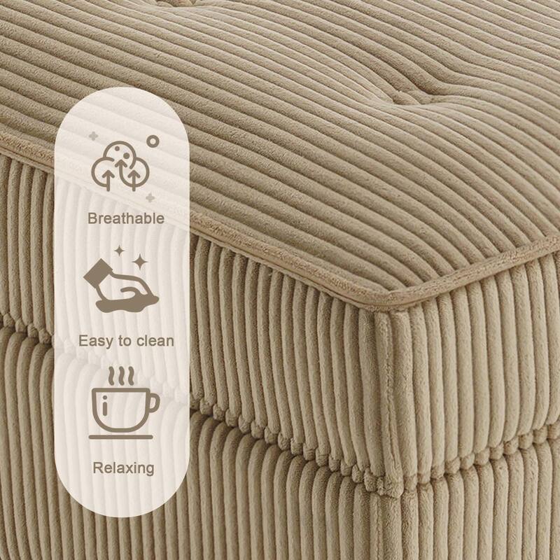 UIXE 4-Piece Corduroy Upholstered Modular Sectional Sofa for Living Room