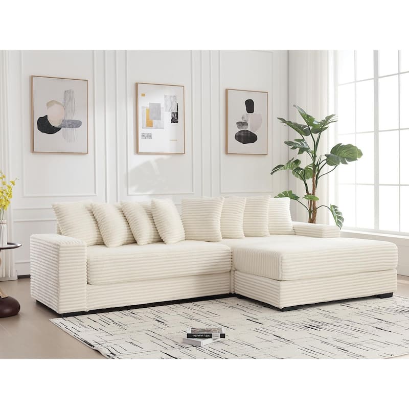 Sofa 111-in Casual Beige 2 -seater Right Reclining Sectional - 8' x 10' - Right Facing
