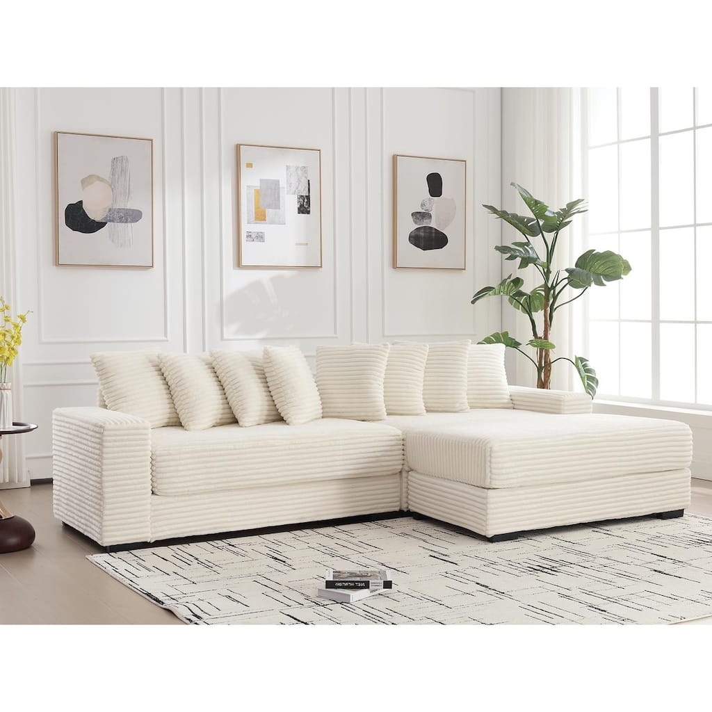 Sofa 111-in Casual Beige 2 -seater Right Reclining Sectional - 8' x 10'