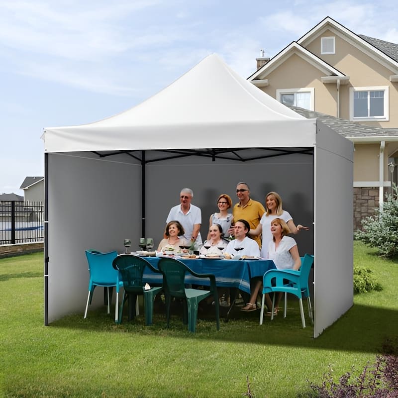 500D PU Coated Pop-Up Canopy Tent with Sidewalls and Carry Bag - 120” L x 120” W x 126” H