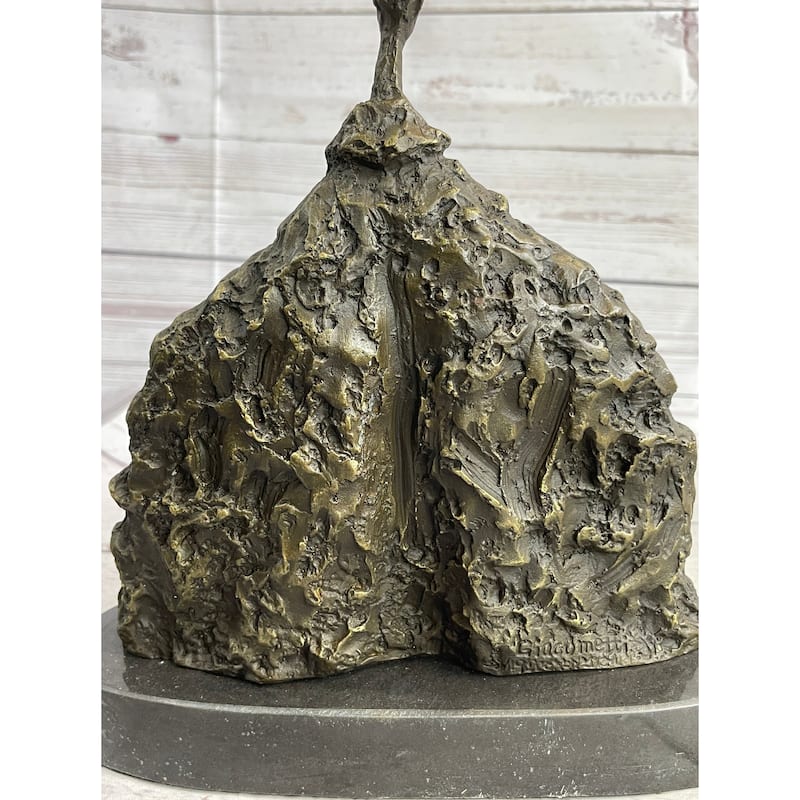 Surrealist Head Modern Art Giacometti Bronze Statue Sculpture Marble Base 11 Inches X 9 Inches