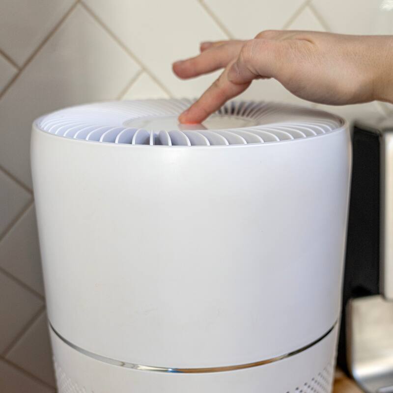 OVAL AIR 3-Stage H13 Smart True HEPA Desk Air Purifier for Rooms up to 150 sq. ft. reduces Allergies, Asthma, Pets, Odor, White