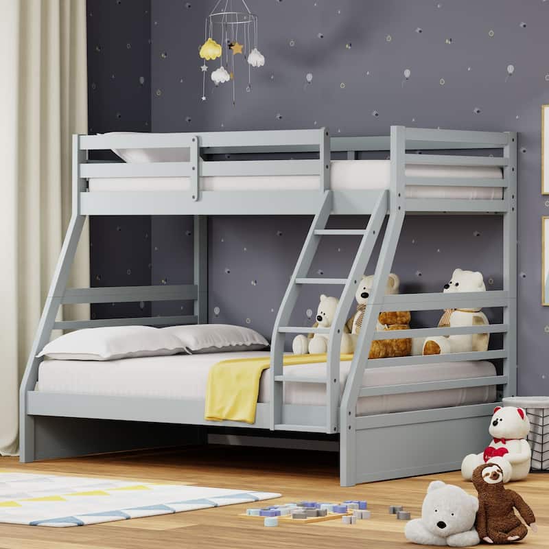 Plana Wood Bunk Bed - Grey - Full