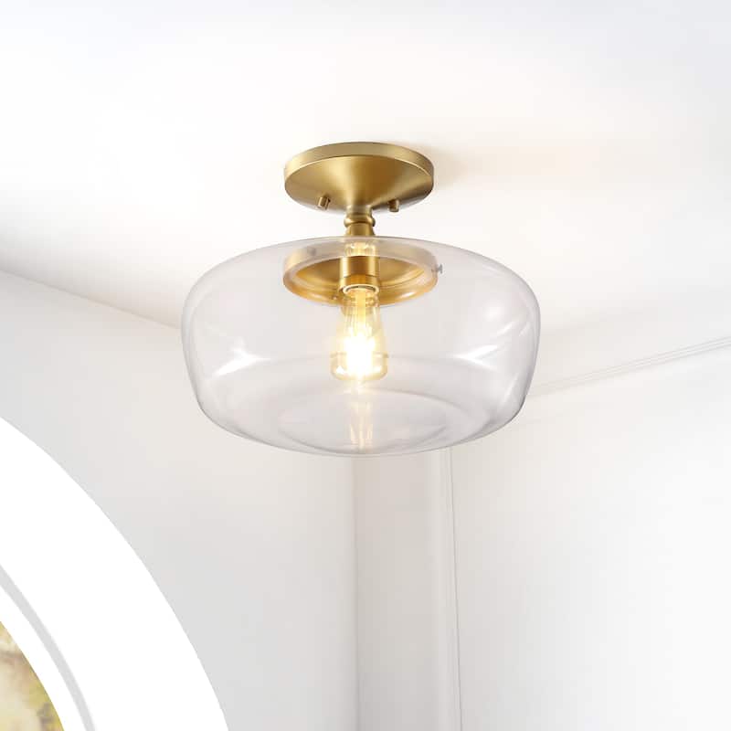 Gaines Glass/Iron Farmhouse Modern LED Flush Mount, by JONATHAN Y