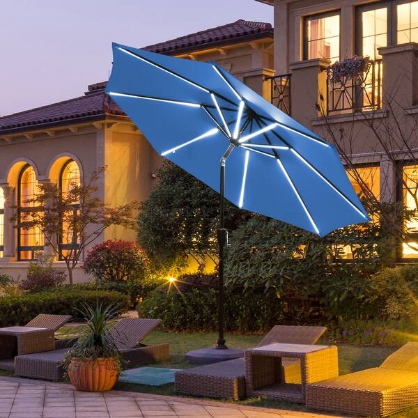6 1 2 foot patio umbrella Grosfillex Market Umbrella - 7 Foot Diameter - Wooden Pole - Pacific Blue