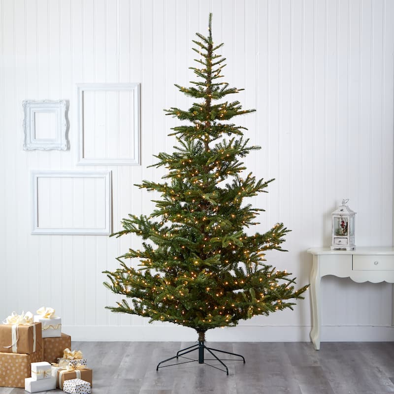 9' Pre-Lit Layered Washington Spruce Artificial Christmas Tree, Clear LED Lights - 9 Foot