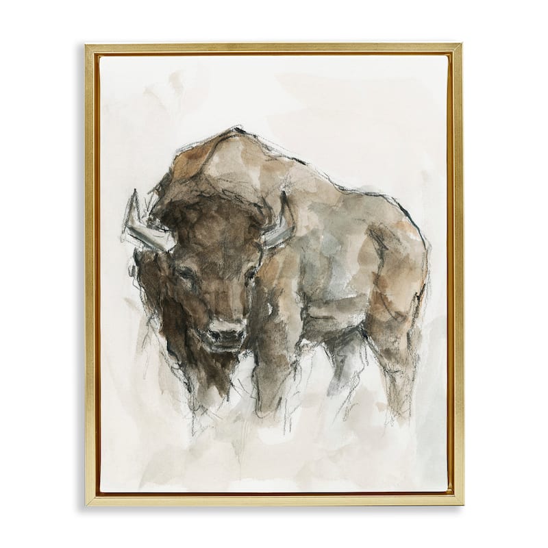 Stupell Western American Buffalo Brown Country Animal Floater Frame