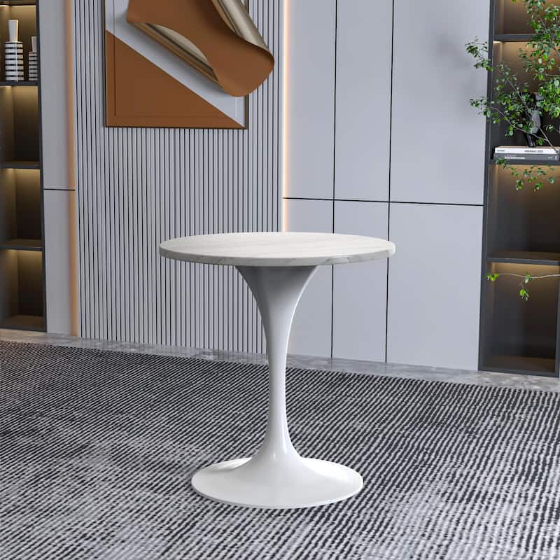 Verve Series 27" Round Sintered Stone Top Dining Table with Stainless Steel Base Furniture for Home Kitchen and Living Room