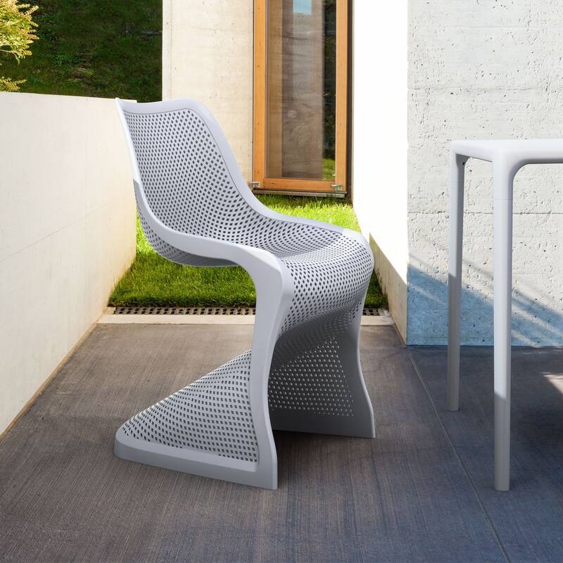 33.5" Silvery Gray Outdoor Patio Dining Chair