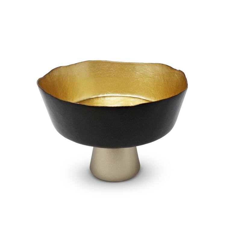 Organic Shaped Footed Bowl With Gold - Black/Gold