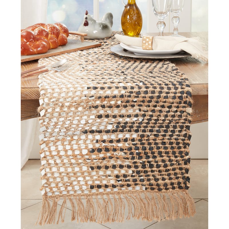 Luxurious Leather Table Runner with Two-Tone Design - 16"x72"