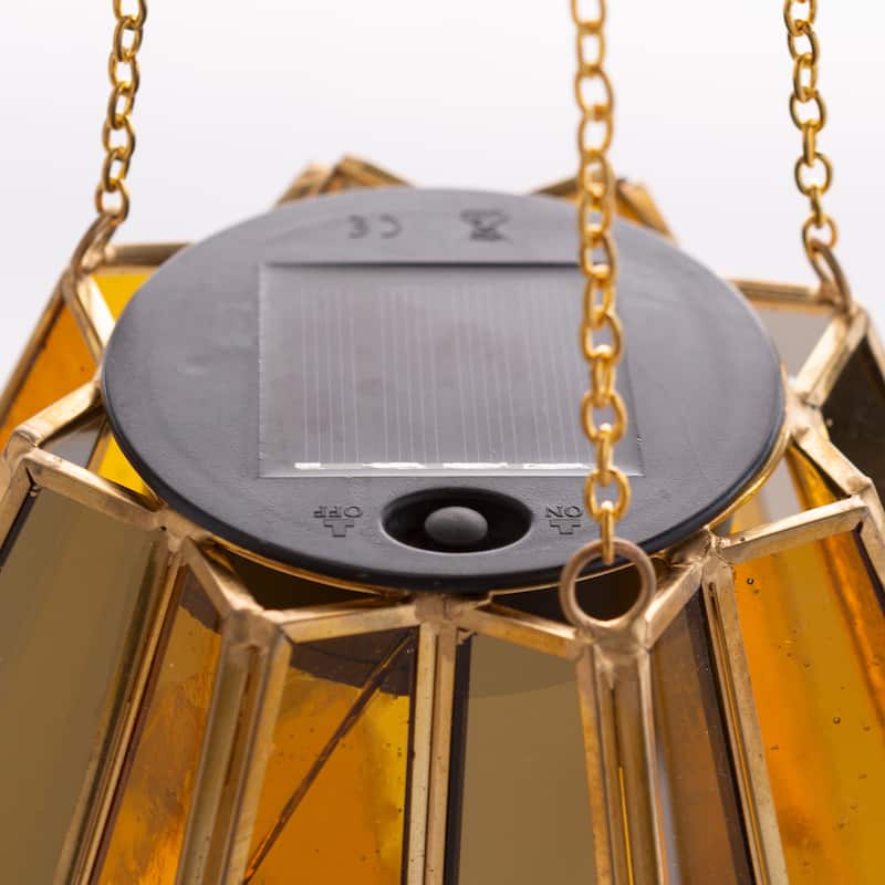 25 in. Golden Glass Hanging Solar Light