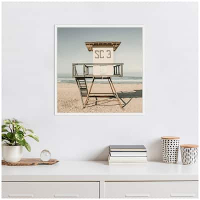 Kate and Laurel Sylvie SC3 Lifeguard Tower Framed Canvas by Alicia Bock