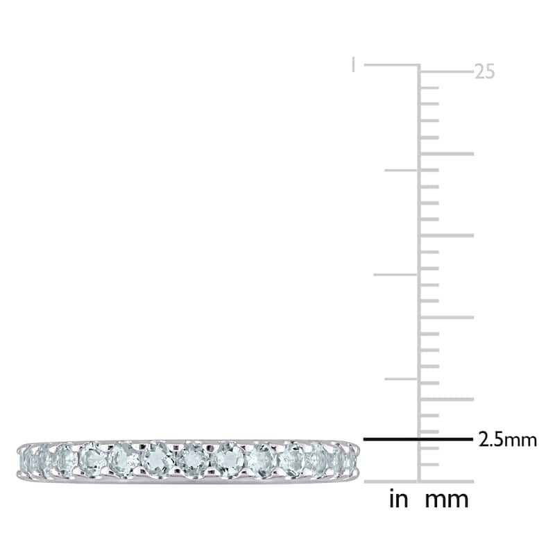 Miadora 10k White Gold Aquamarine Stackable Eternity Wedding Band Ring