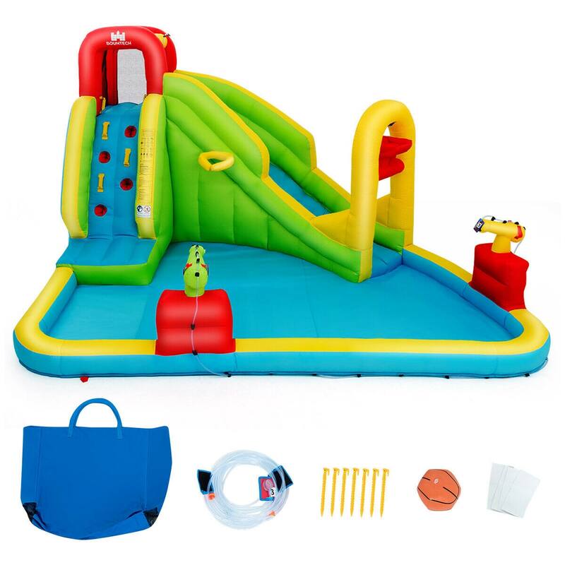 Gymax Outdoor Inflatable Splash Water Bounce House Jump Slide w/Blower