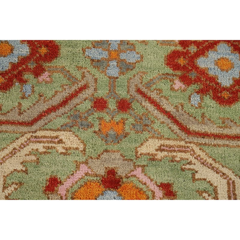 Hand Knotted Oriental 100% Wool Carpet Traditional Geometric Green Heriz (serapi) Area Rug - 9' 10'' X 8' 0''
