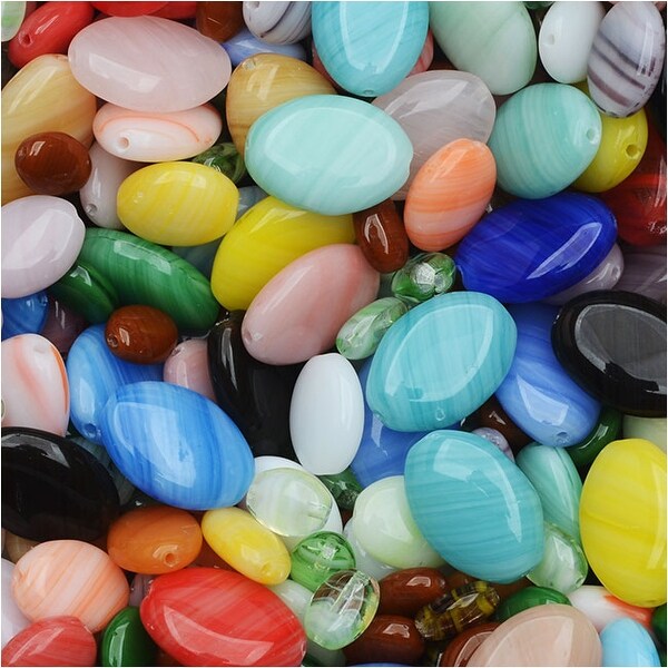 Czech Glass Oval Bead Mix in Assorted Colors & Sizes (1 Oz)