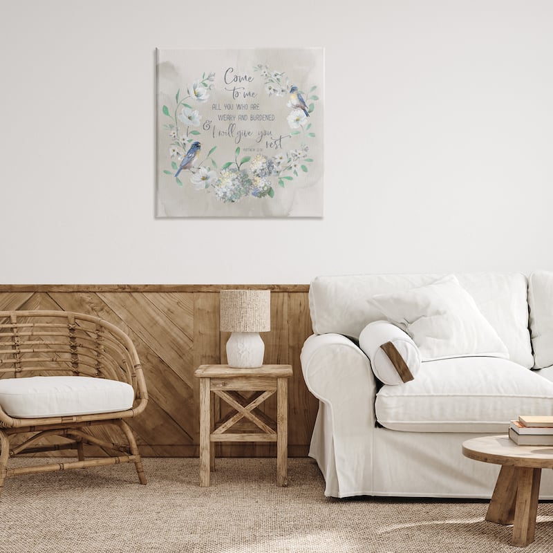 Stupell Comforting Proverb & Wreath Canvas Wall Art Design By Nan